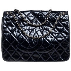 Chanel Dark Blue Quilted Patent Leather CC Flap Bag