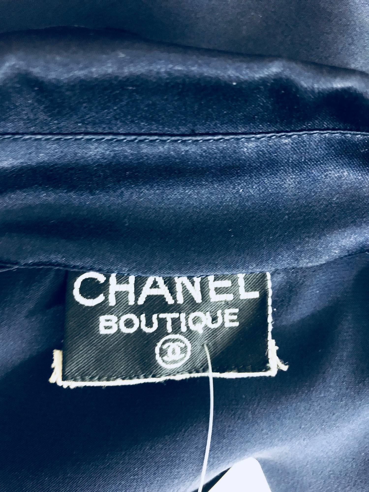 Chanel dark blue silk satin blouse  7