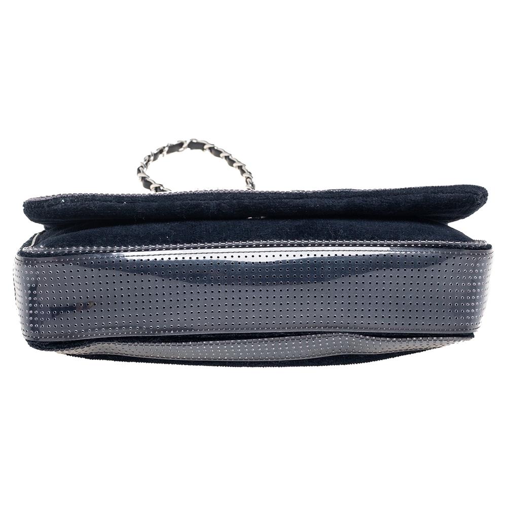 Women's Chanel Dark Blue Terry Cloth And Perforated PVC CC Shoulder Bag