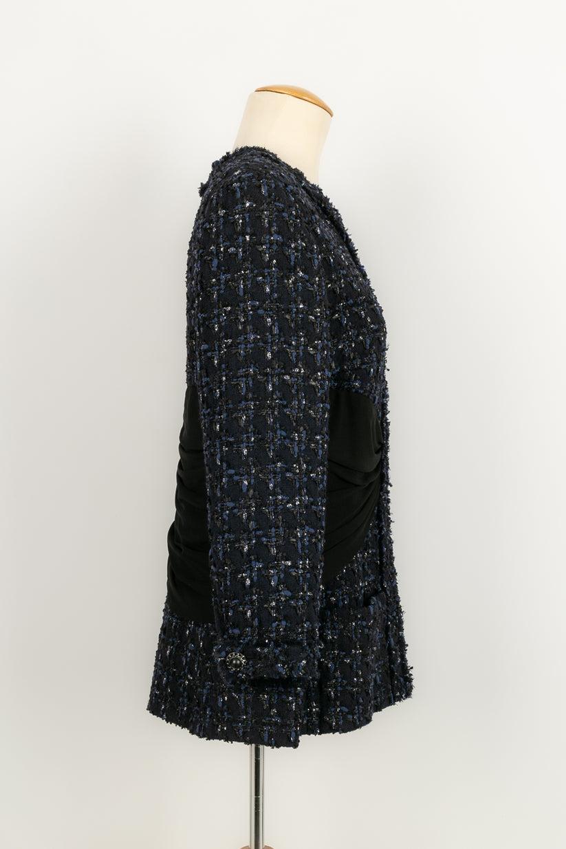 Women's Chanel Dark Blue Tweed Jacket with Silk Lining For Sale