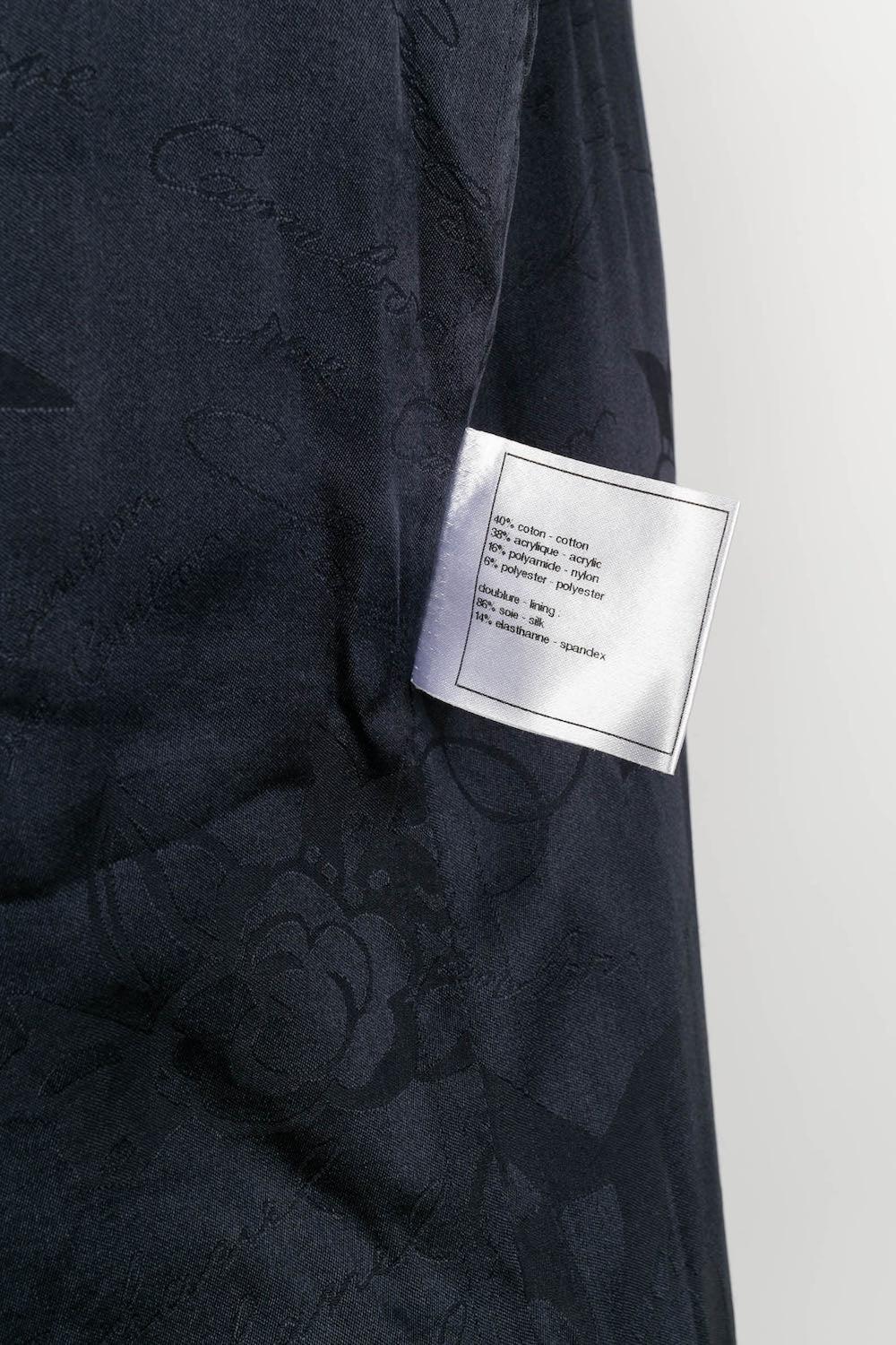 Chanel Dark Blue Tweed Jacket with Wool Trim For Sale 5