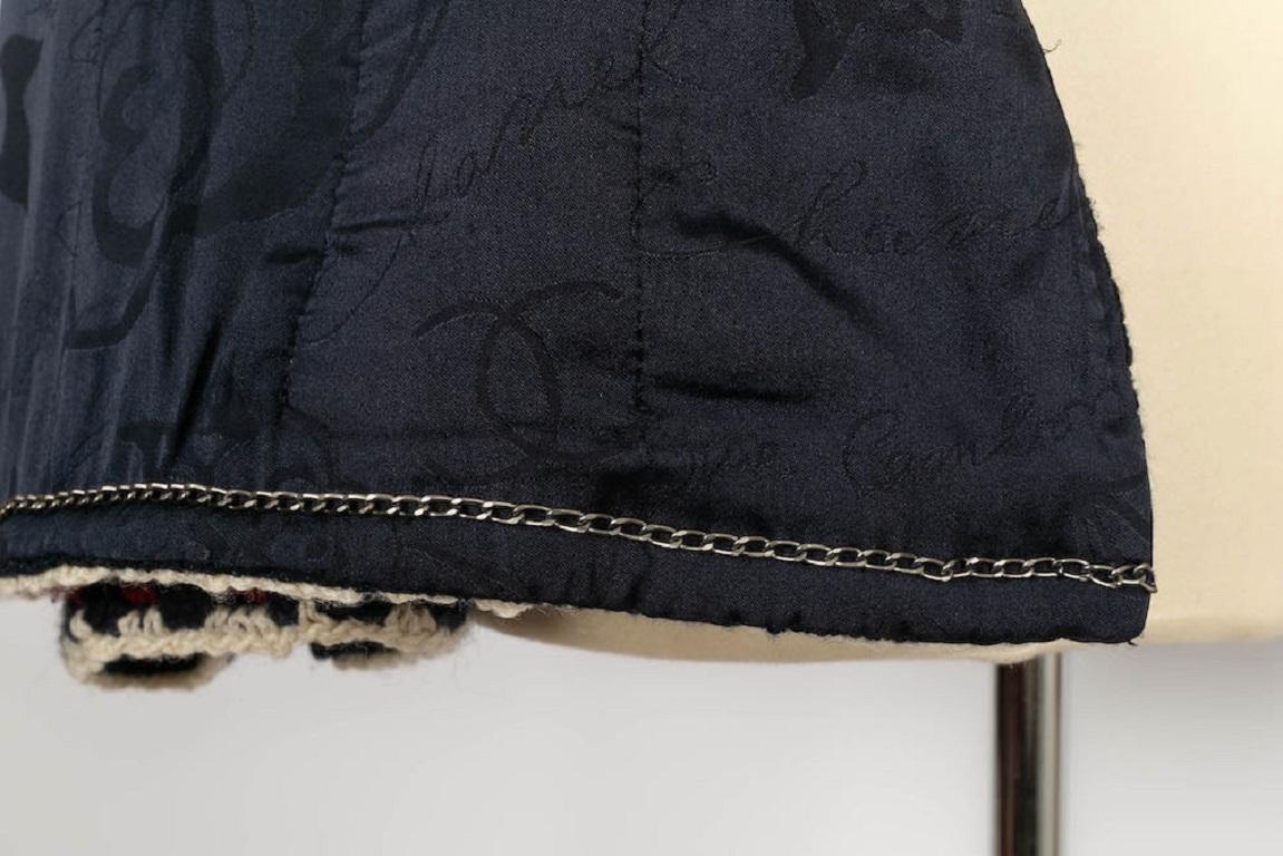 Chanel Dark Blue Tweed Jacket with Wool Trim For Sale 3