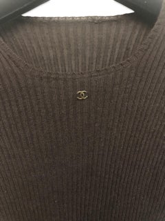 Chanel Dark Brown Cashmere and Silk Short Sleeves Top