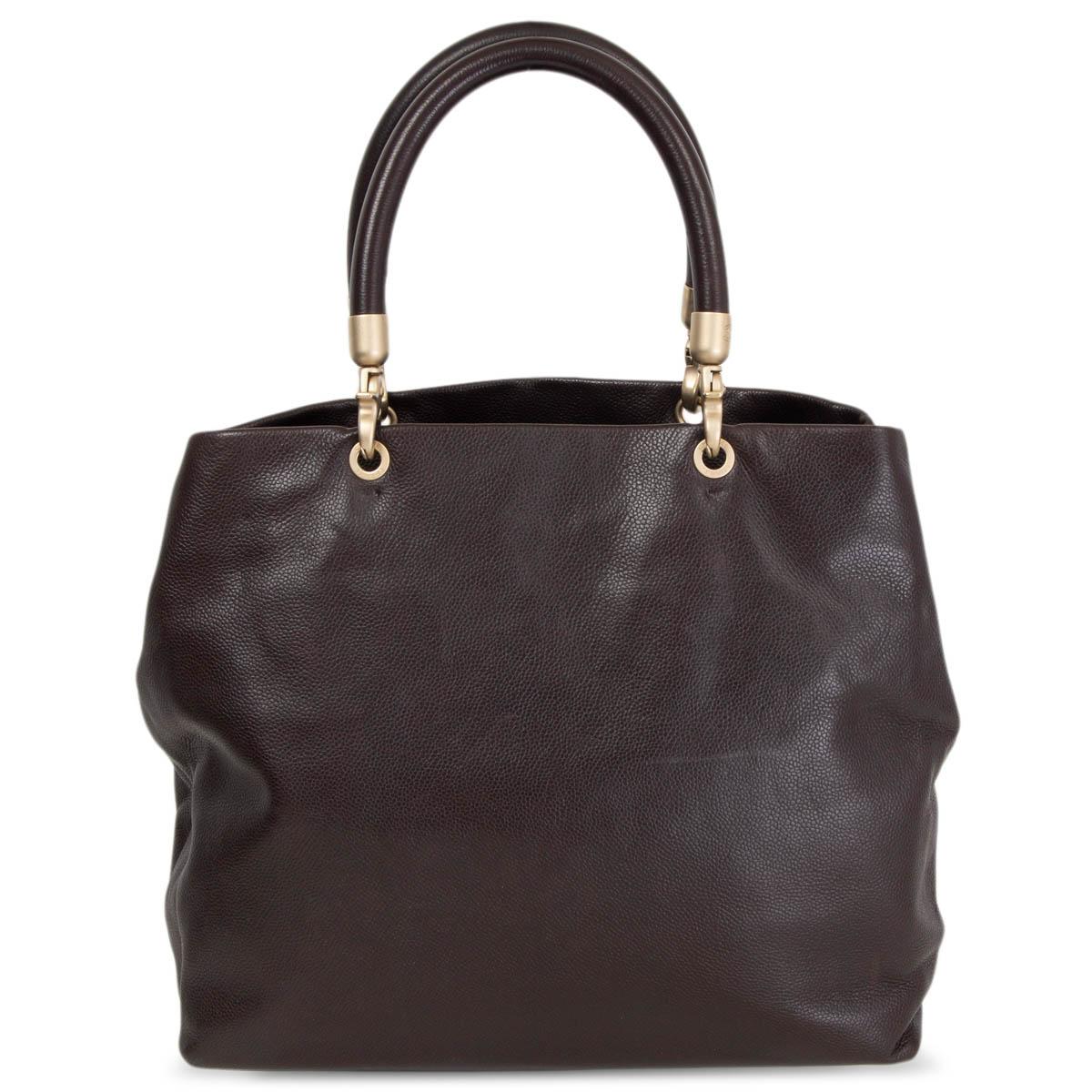 Women's CHANEL dark brown Caviar leather CC TOTE Bag Vintage