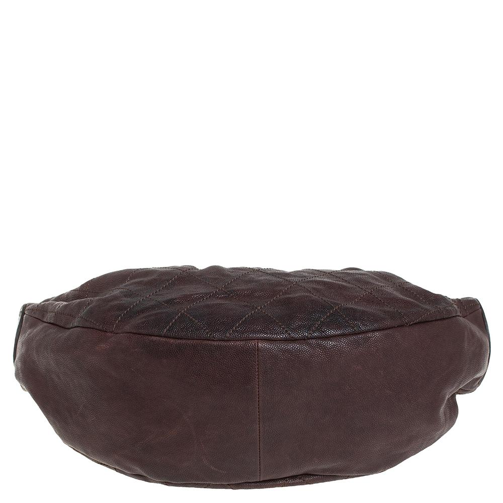 Chanel Dunkelbraun Kaviar Leder Outdoor Ligne Hobo Damen