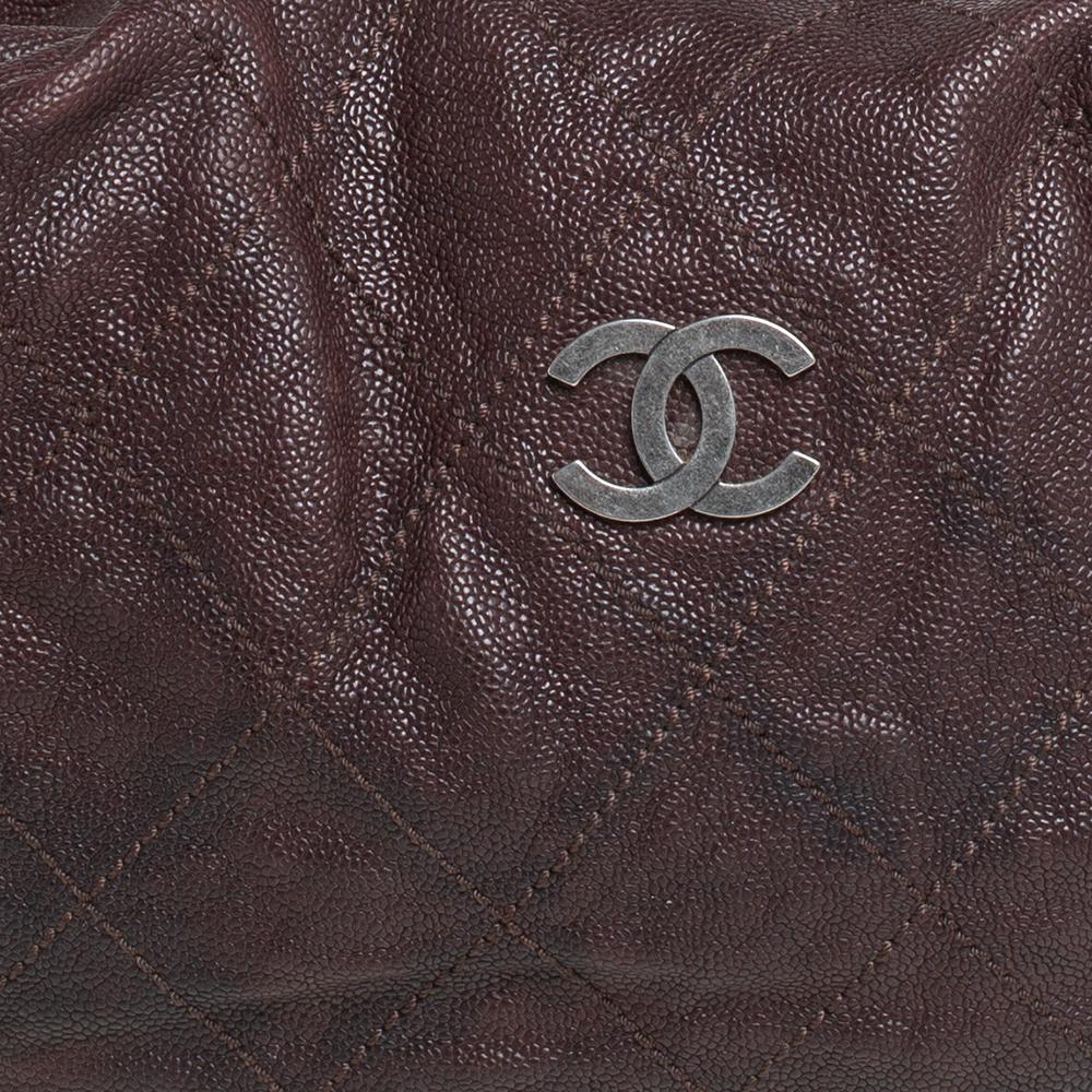 Chanel Dunkelbraun Kaviar Leder Outdoor Ligne Hobo 1