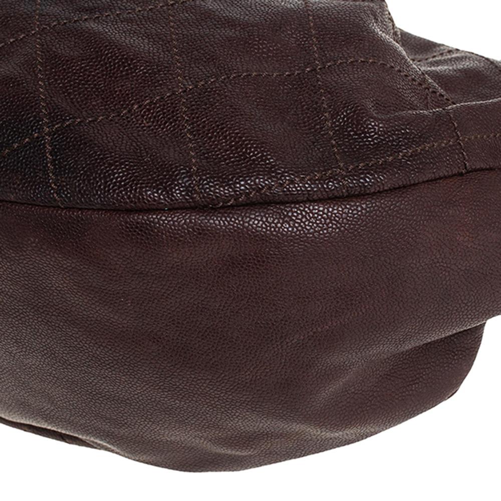 Chanel Dunkelbraun Kaviar Leder Outdoor Ligne Hobo 3
