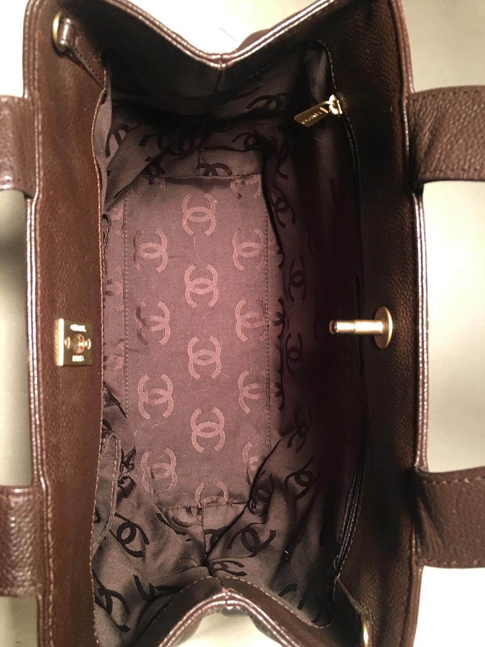 Chanel Dark Brown Caviar Top Handle Shoulder Bag Tote In Good Condition In Philadelphia, PA