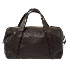 Chanel Dark Brown Chevron Leather Medium All Day Long Bowler Bag
