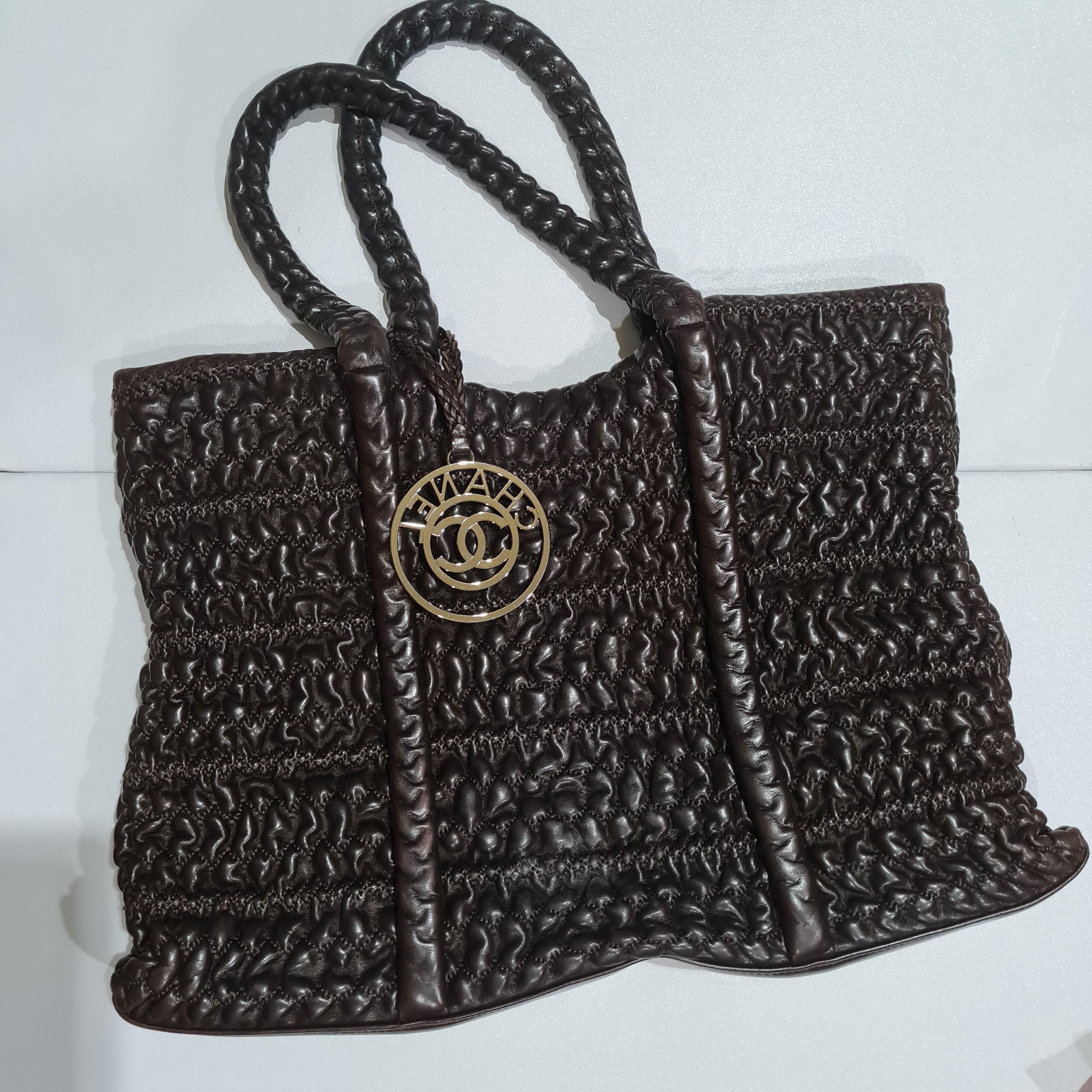 Chanel Dark Brown Crochet Tote Bag 6