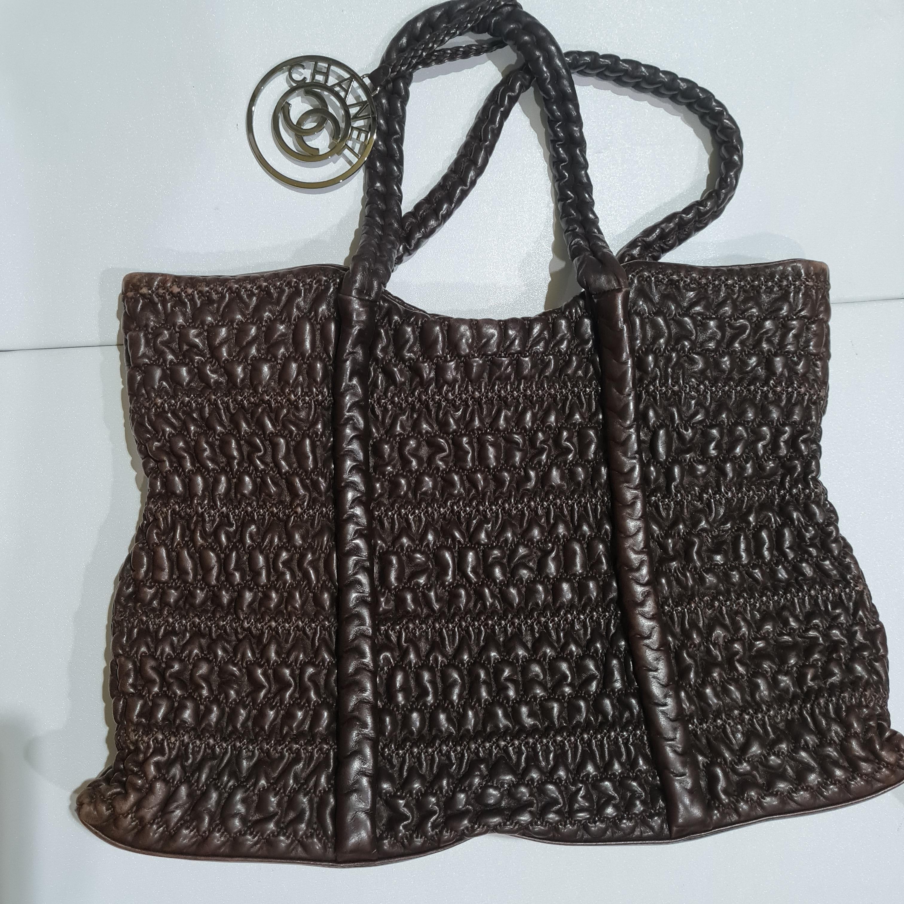 Chanel Dark Brown Crochet Tote Bag 7