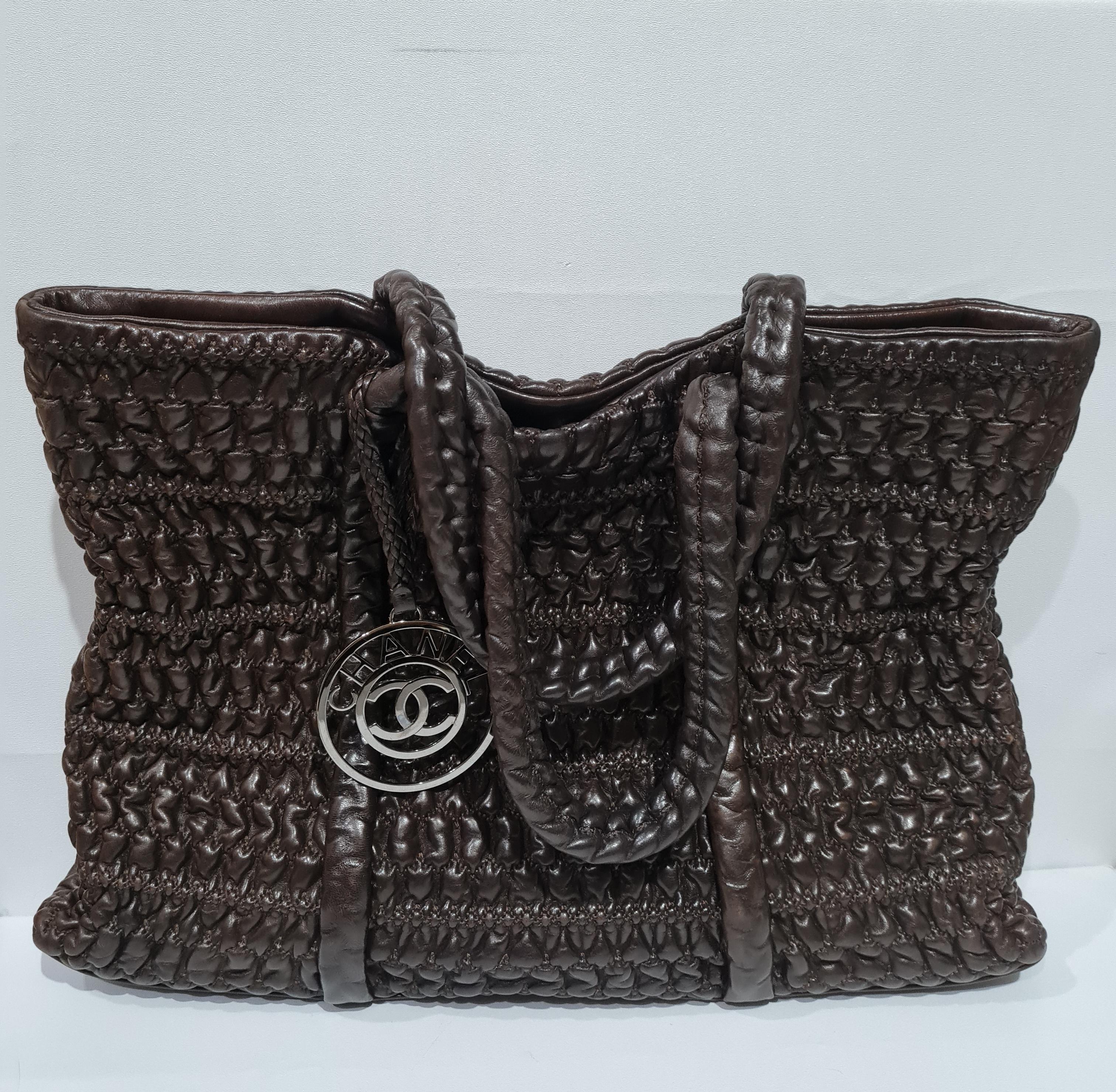 Chanel leather crochet tote bag. Comes in dark brown colour with silver hardware. Overall still in good condition. 

Serial Number: #12564337

Inclusion: Authenticity Card, Dust Bag

