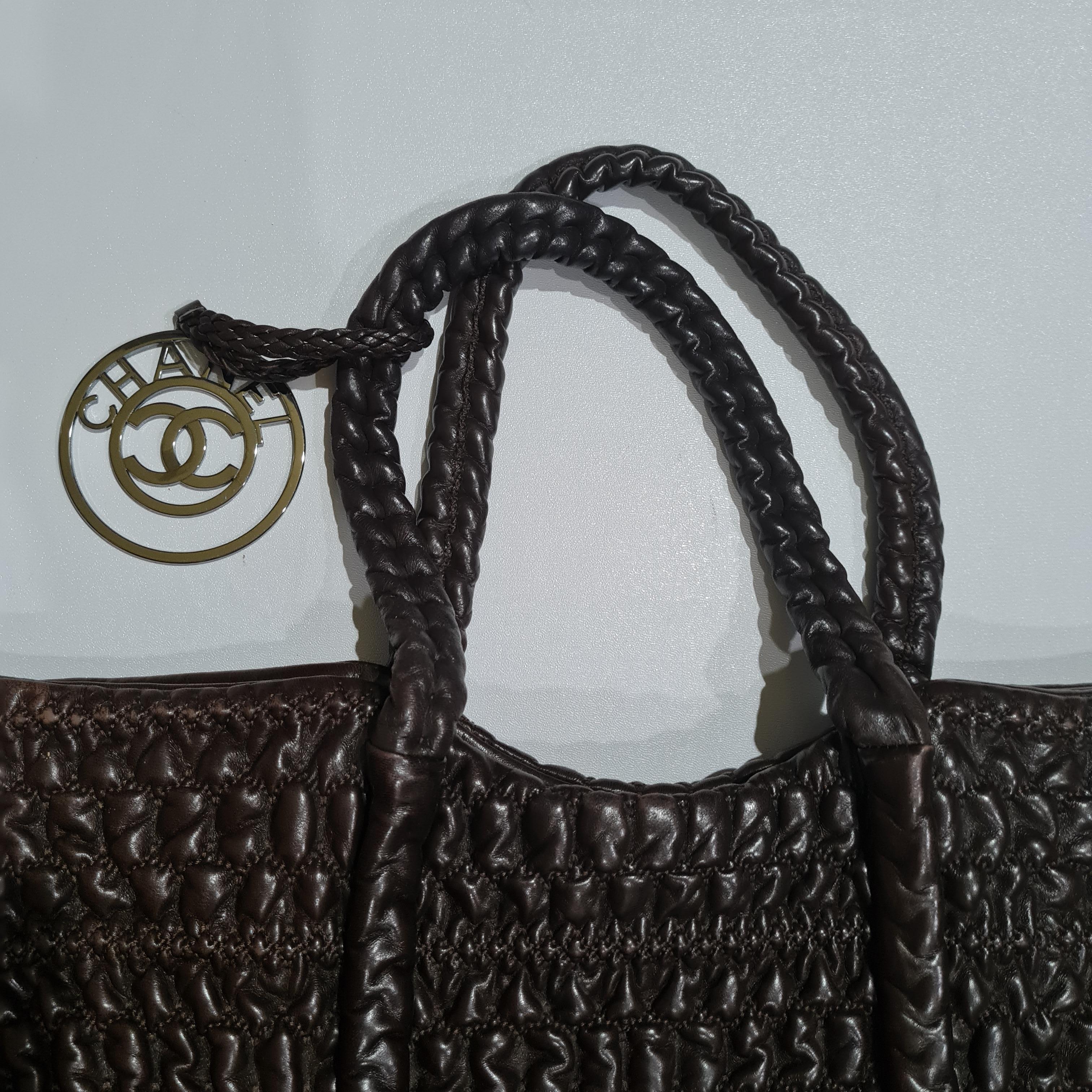 Chanel Dark Brown Crochet Tote Bag 1