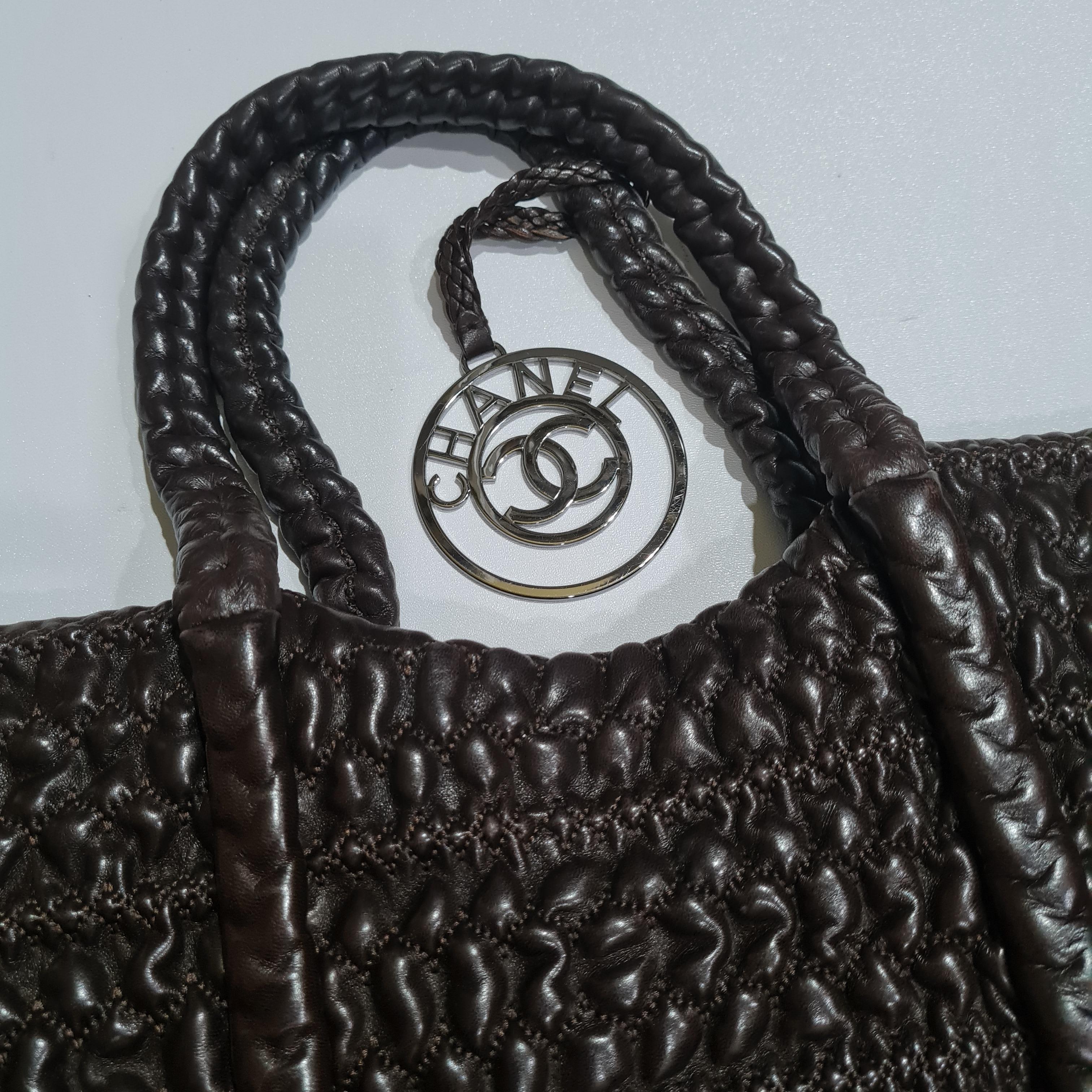 Chanel Dark Brown Crochet Tote Bag 2