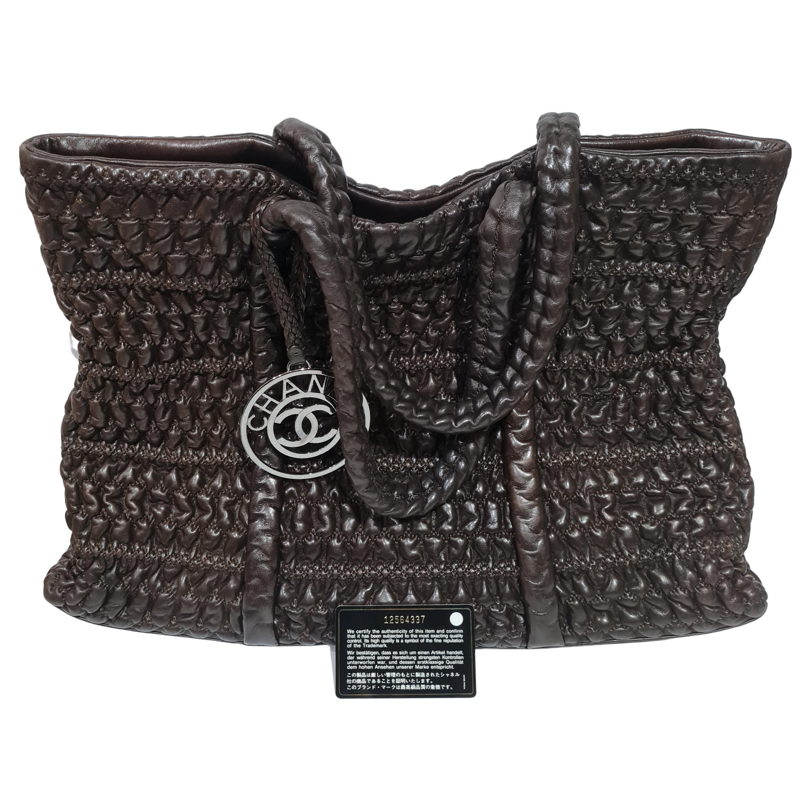 Chanel Dark Brown Crochet Tote Bag