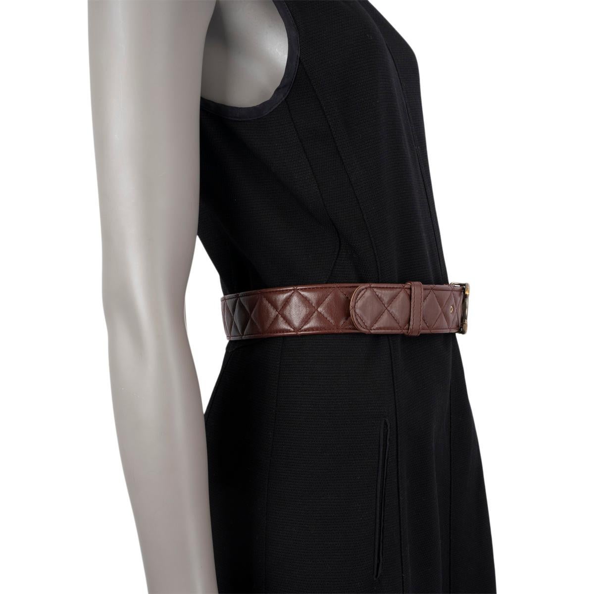 Women's CHANEL dark brown leather 2013 13A EDINBURG QUILTED Belt 80