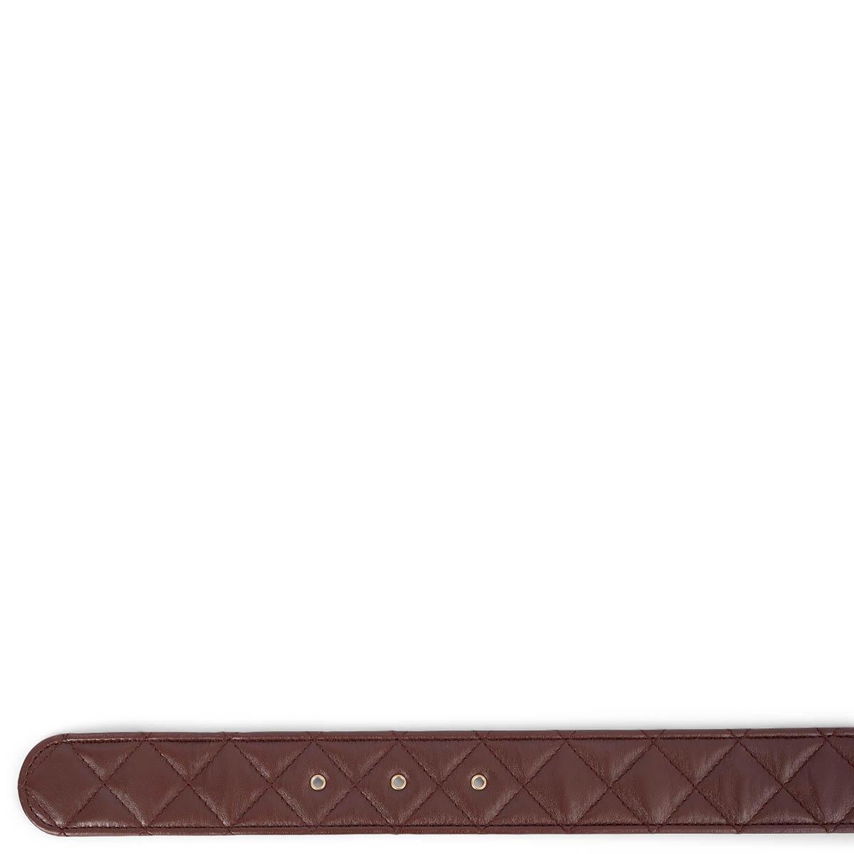 CHANEL dark brown leather 2013 13A EDINBURG QUILTED Belt 80 3