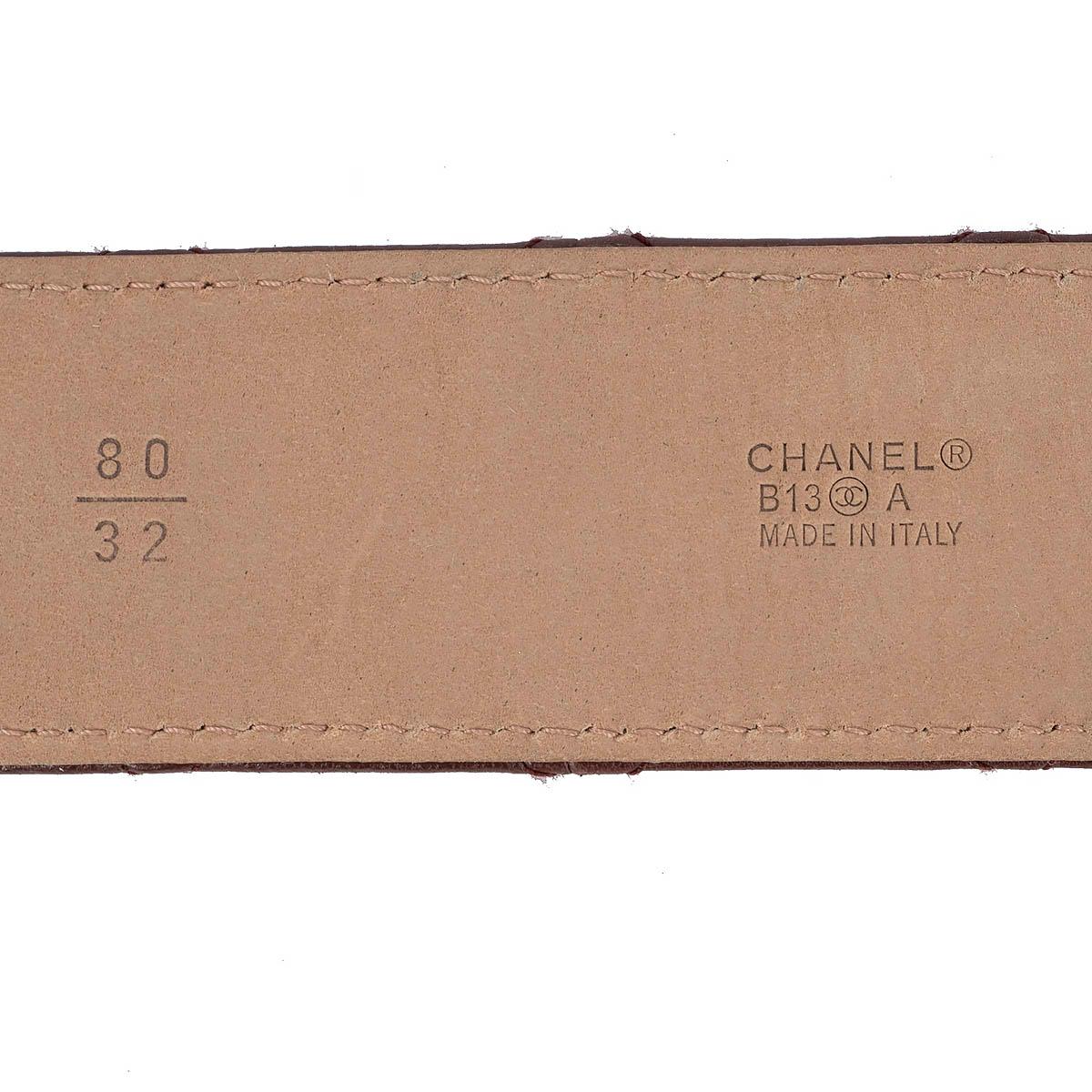CHANEL dark brown leather 2013 13A EDINBURG QUILTED Belt 80 5