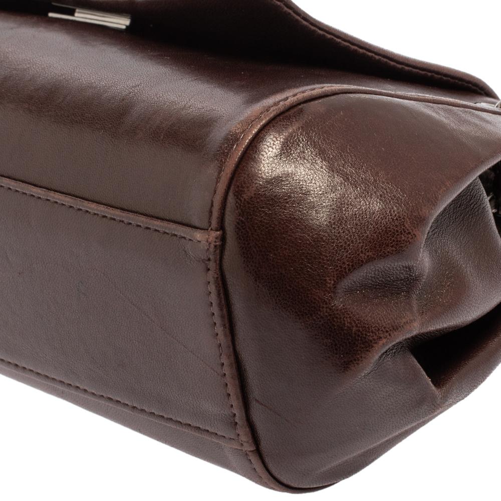 Chanel Dark Brown Leather Accordion Flap Bag 5