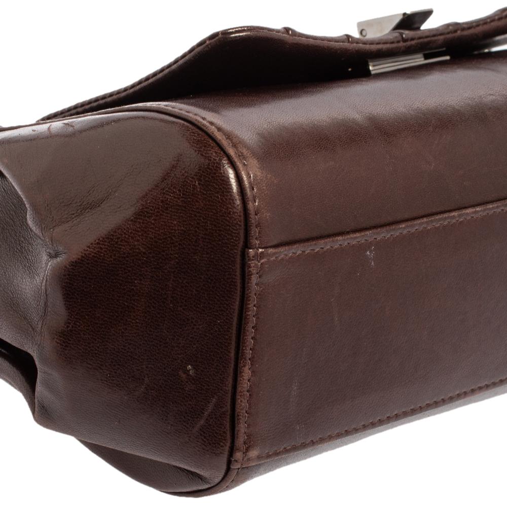 Chanel Dark Brown Leather Accordion Flap Bag 6