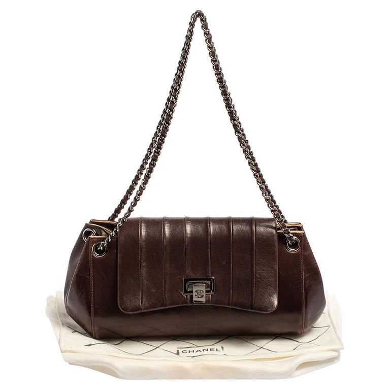 Chanel Dark Brown Leather Accordion Flap Bag at 1stDibs