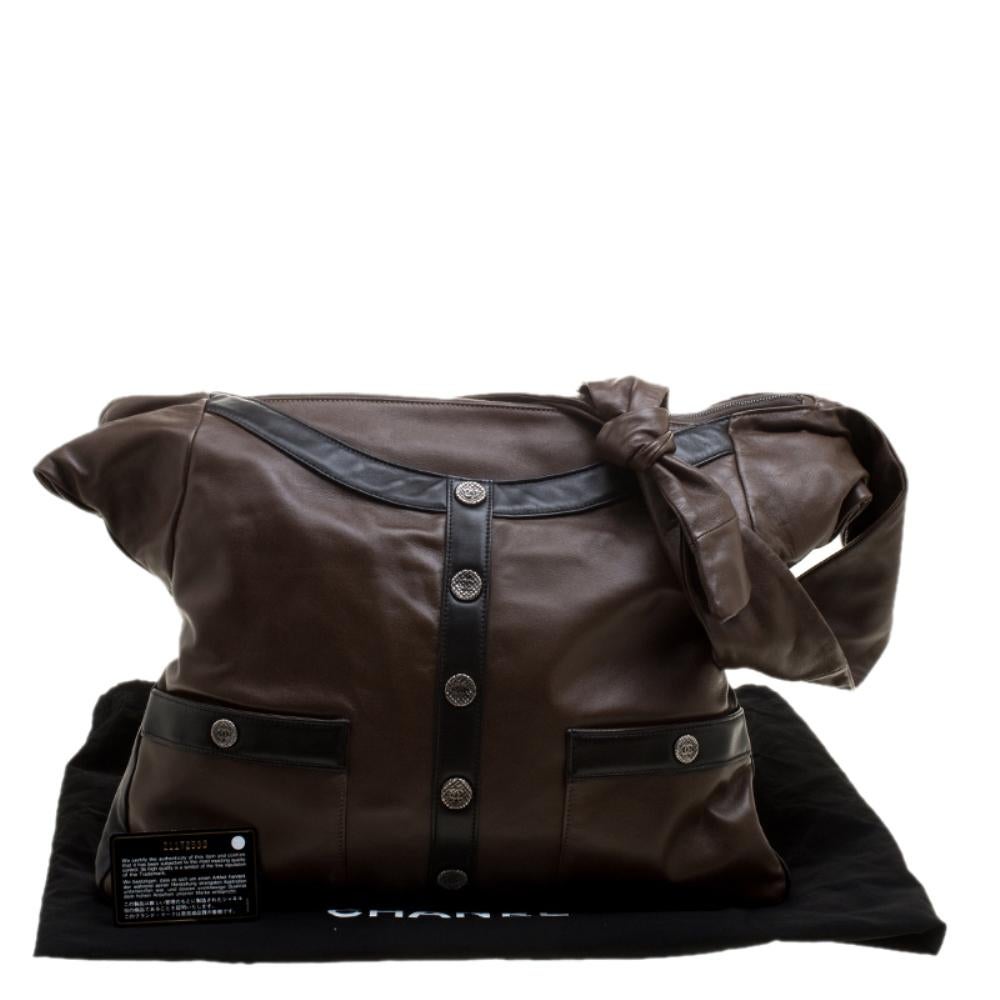 Chanel Dark Brown Leather Large Girl Chanel Bag 7