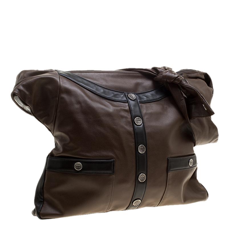 Black Chanel Dark Brown Leather Large Girl Chanel Bag