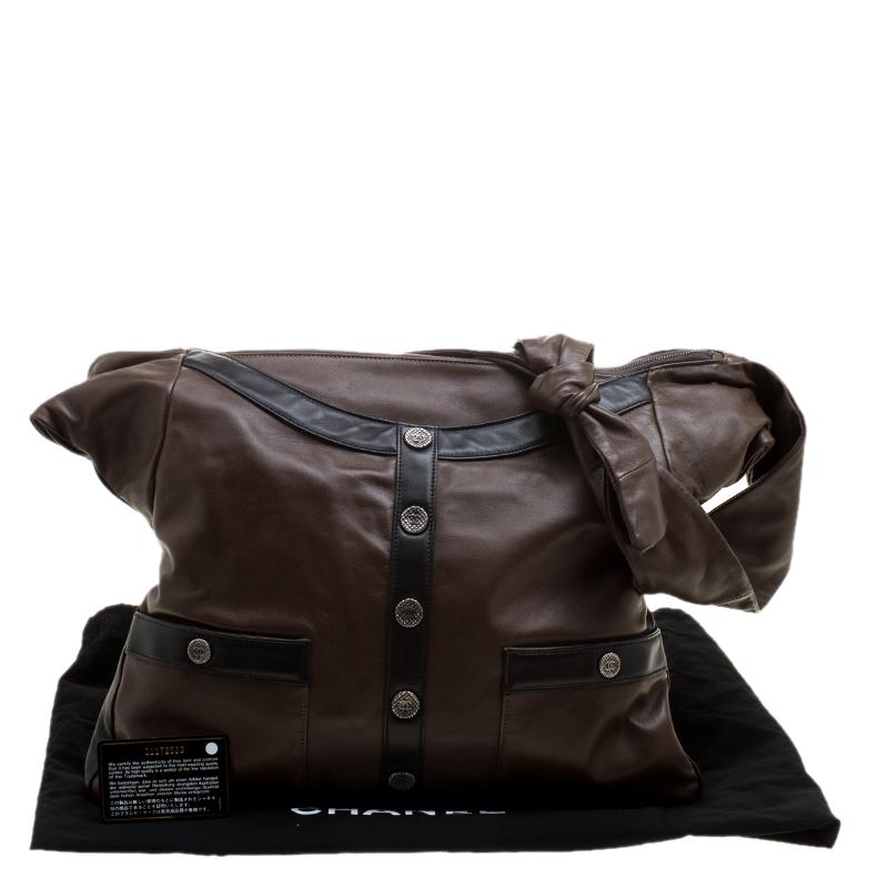 Chanel Dark Brown Leather Large Girl Chanel Bag 4
