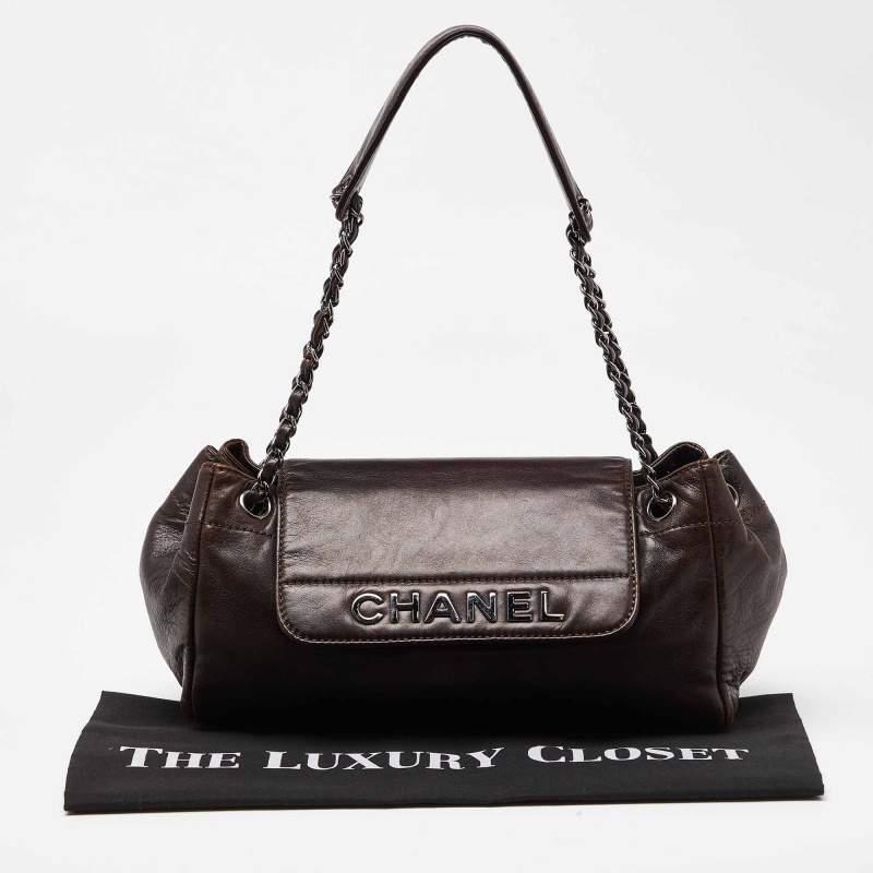 Chanel Dark Brown Leather LAX Accordion Flap Bag 6