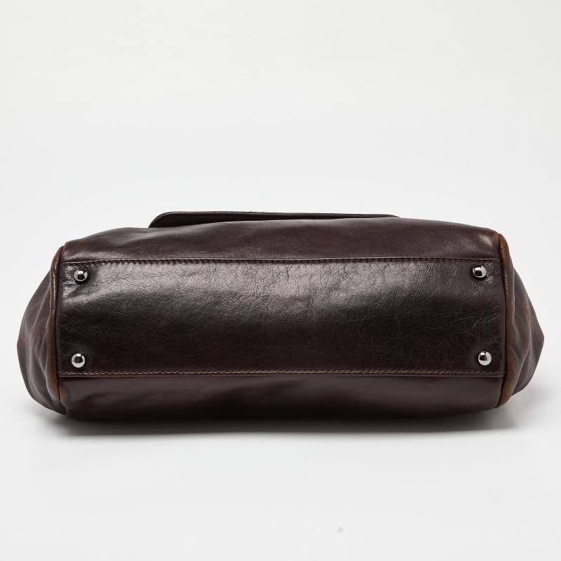 Chanel Dark Brown Leather LAX Accordion Flap Bag 2
