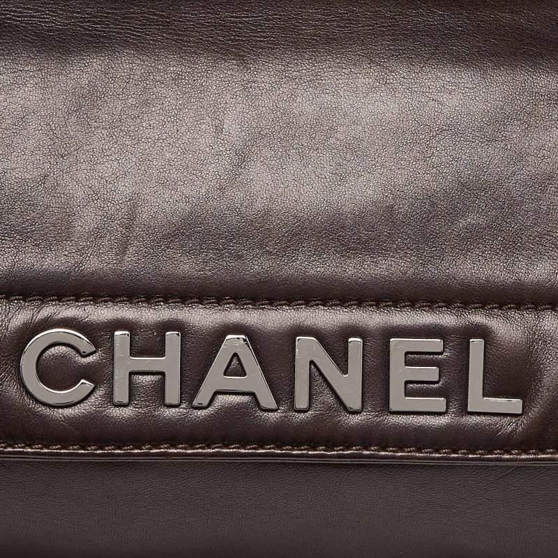Chanel Dark Brown Leather LAX Accordion Flap Bag 4