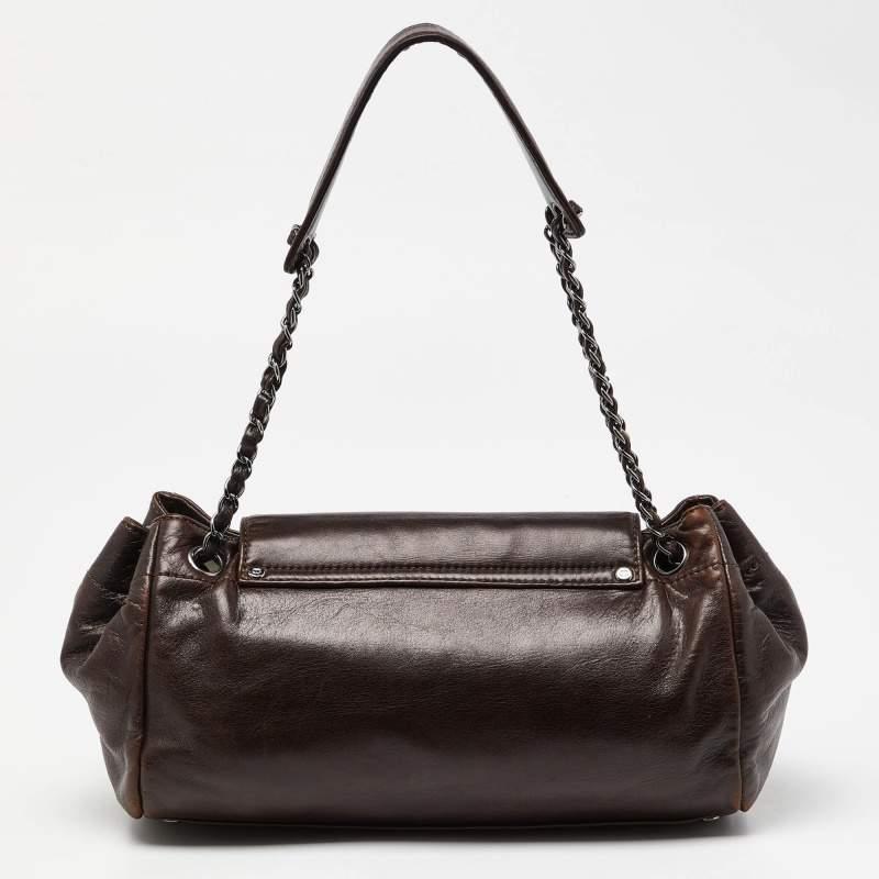 Chanel Dark Brown Leather LAX Accordion Flap Bag 5