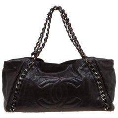 Chanel Dark Brown Leather Modern Chain East West Tote
