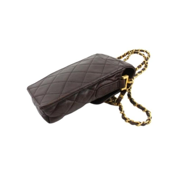 Chanel Dark Brown Quilted Lambskin CC Turnlock Phone Holder Crossbody Bag at 1stDibs