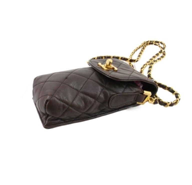 Chanel Dark Brown Quilted Lambskin CC Turnlock Phone Holder Crossbody Bag at 1stDibs