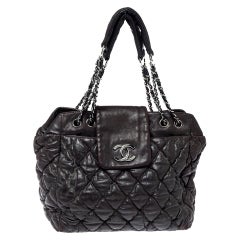 Chanel Dark Brown Quilted Leather Bubble Shoulder Bag