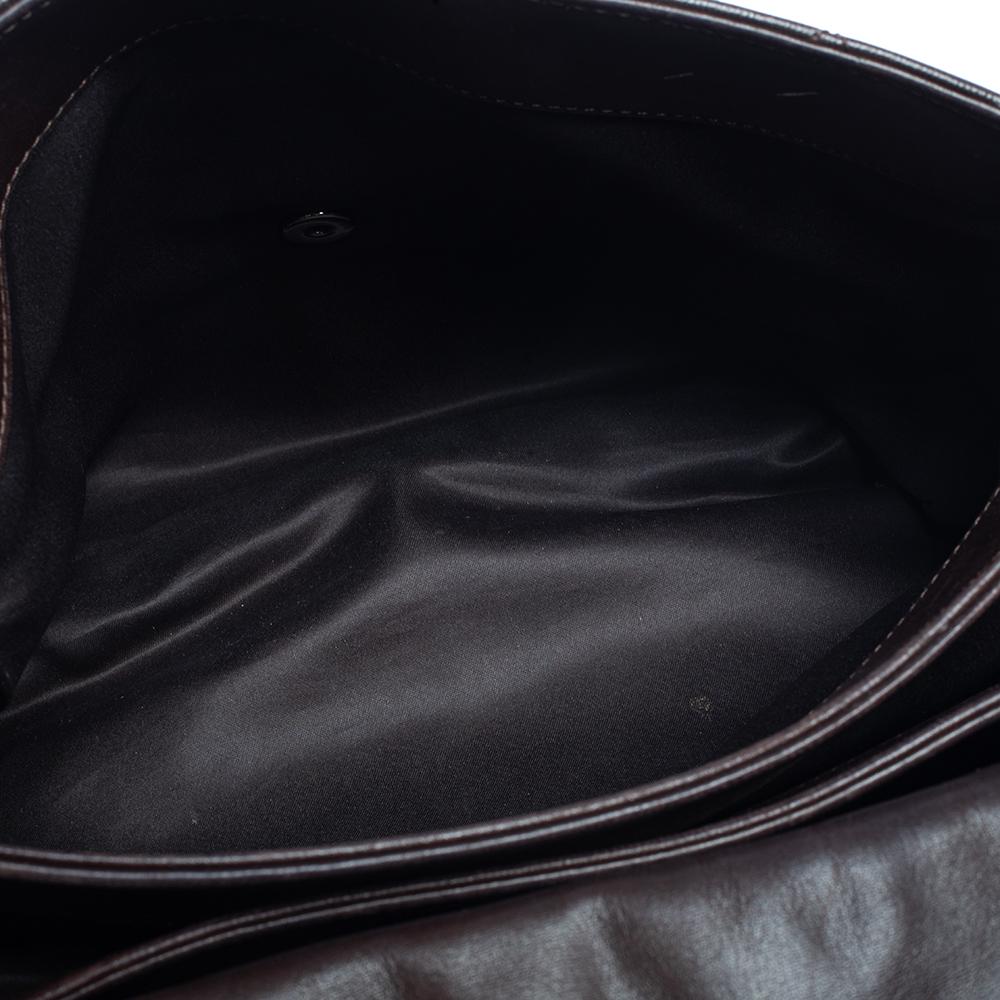 Chanel Dark Brown Quilted Leather Maxi 3 Accordion Flap Bag In Fair Condition In Dubai, Al Qouz 2