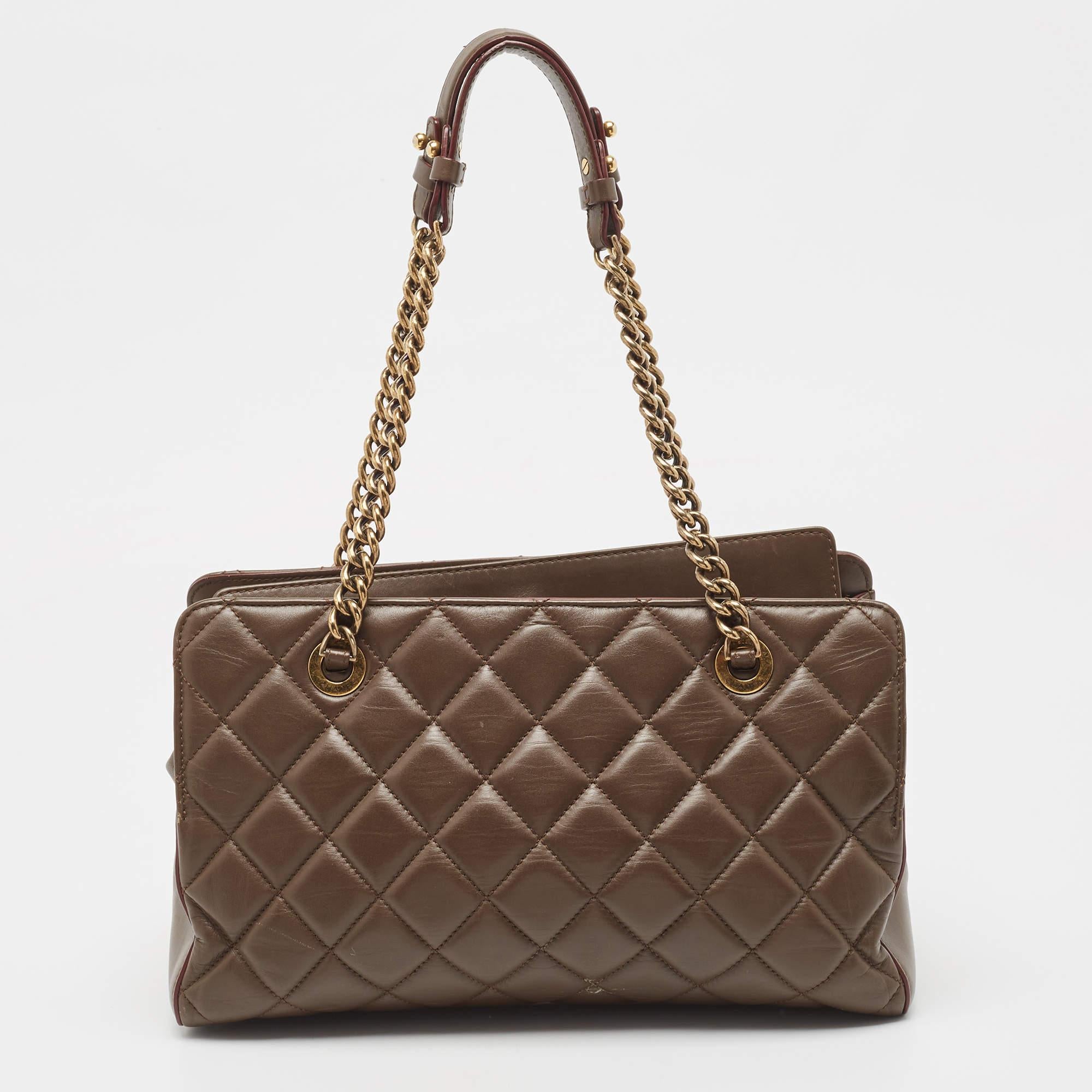 Chanel Dark Brown Quilted Leather Perfect Edge Tote 3