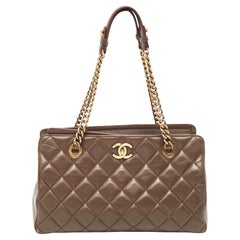Chanel Dark Brown Quilted Leather Perfect Edge Tote