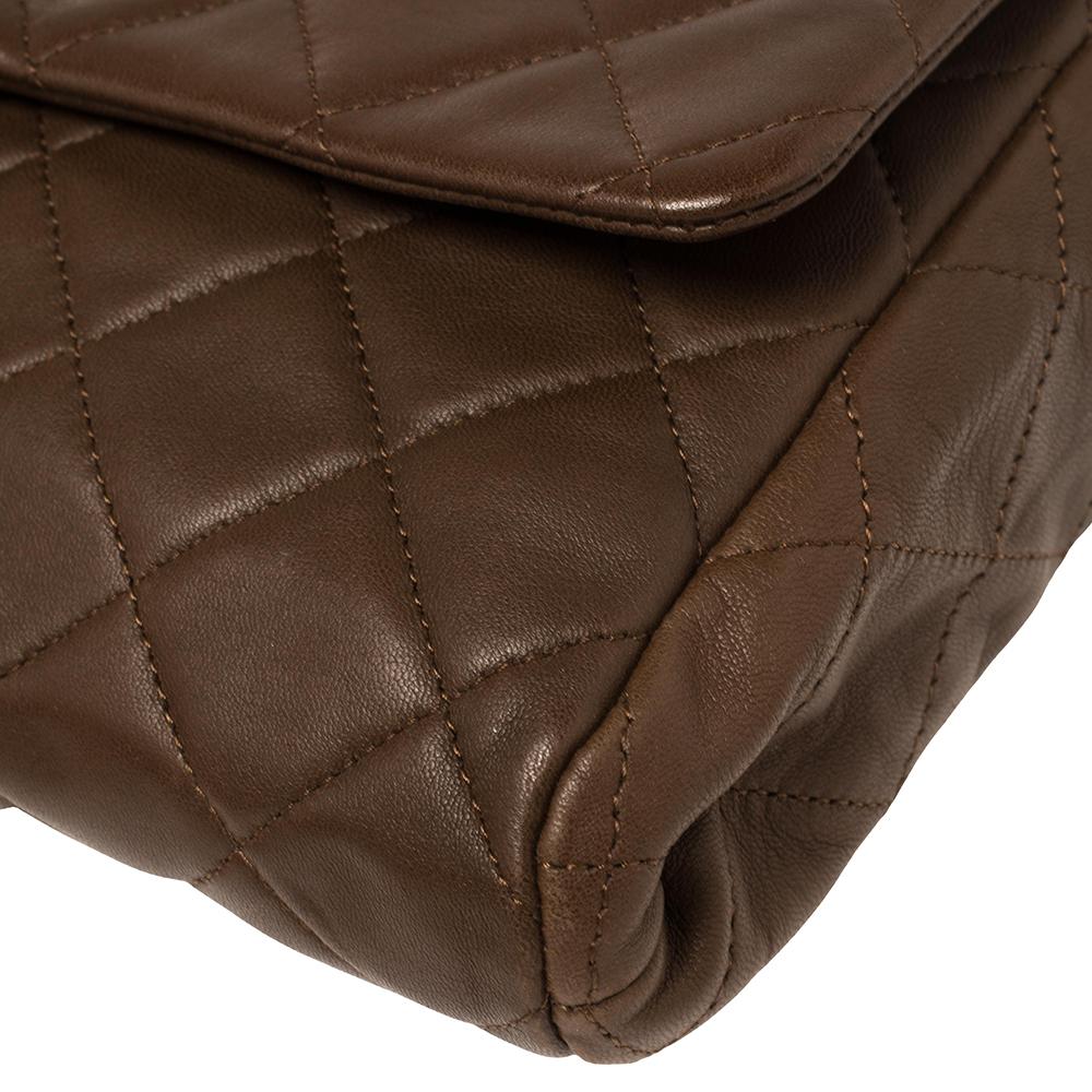Chanel Dark Brown Quilted Leather Single Flap Bag 7