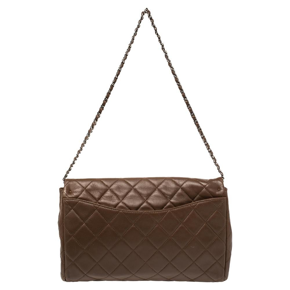 Chanel Dark Brown Quilted Leather Single Flap Bag at 1stDibs