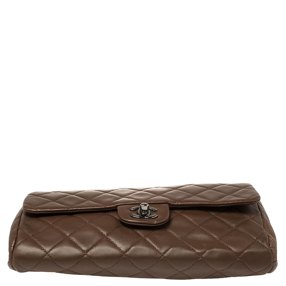Women's Chanel Dark Brown Quilted Leather Single Flap Bag