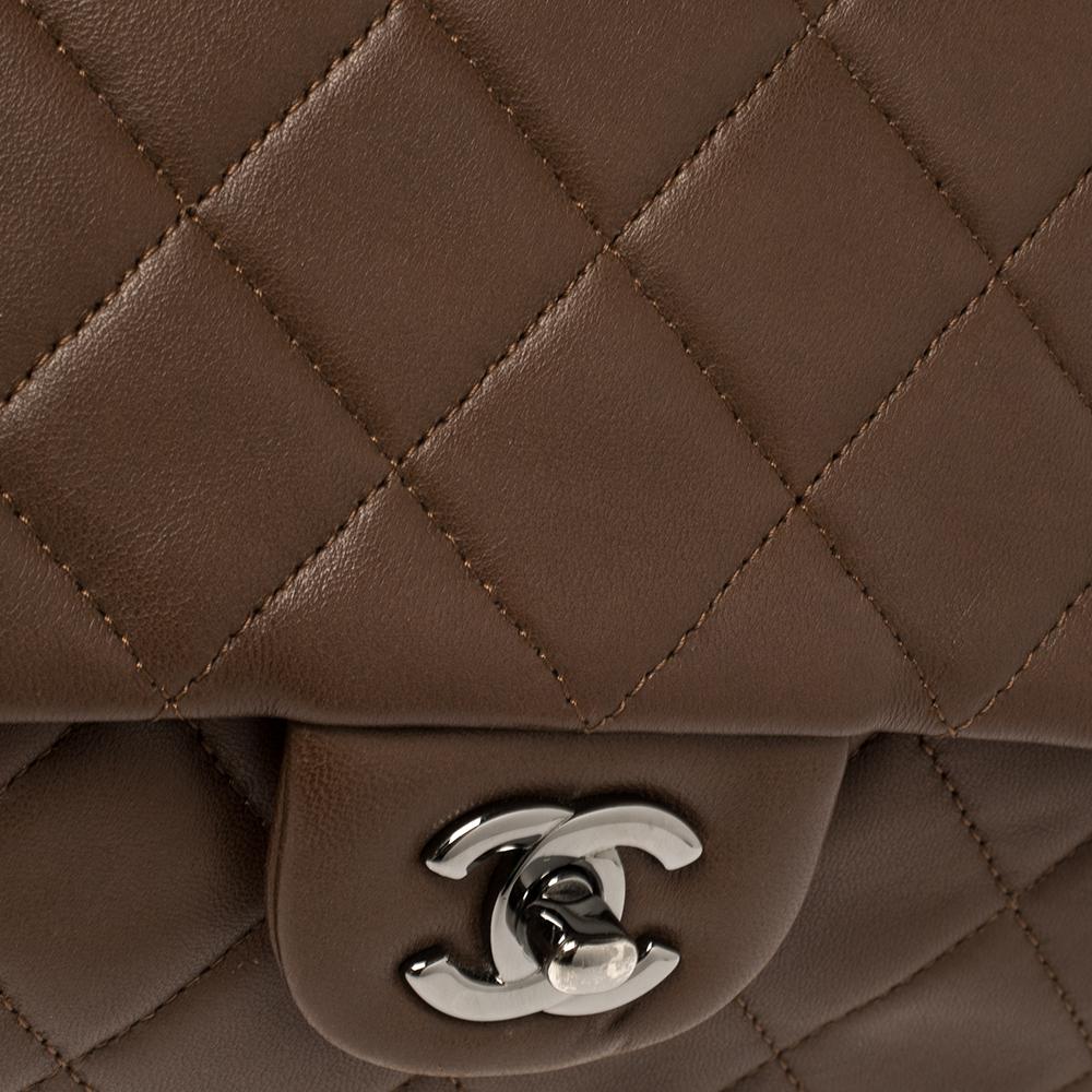 Chanel Dark Brown Quilted Leather Single Flap Bag 4