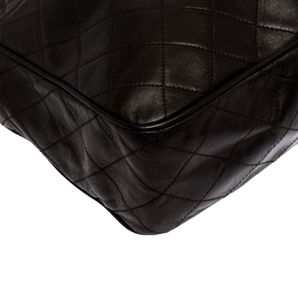 Chanel Dark Brown Quilted Leather Tassel Vintage Camera Bag 3
