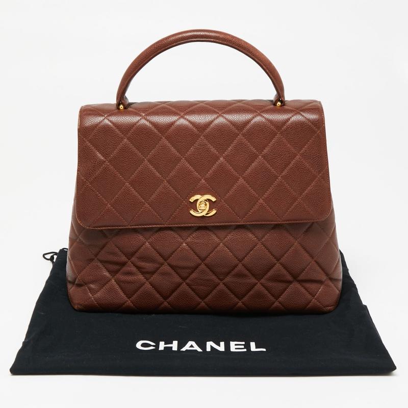 Chanel Dark Brown Quilted Leather Vintage Kelly Top Handle Bag 5