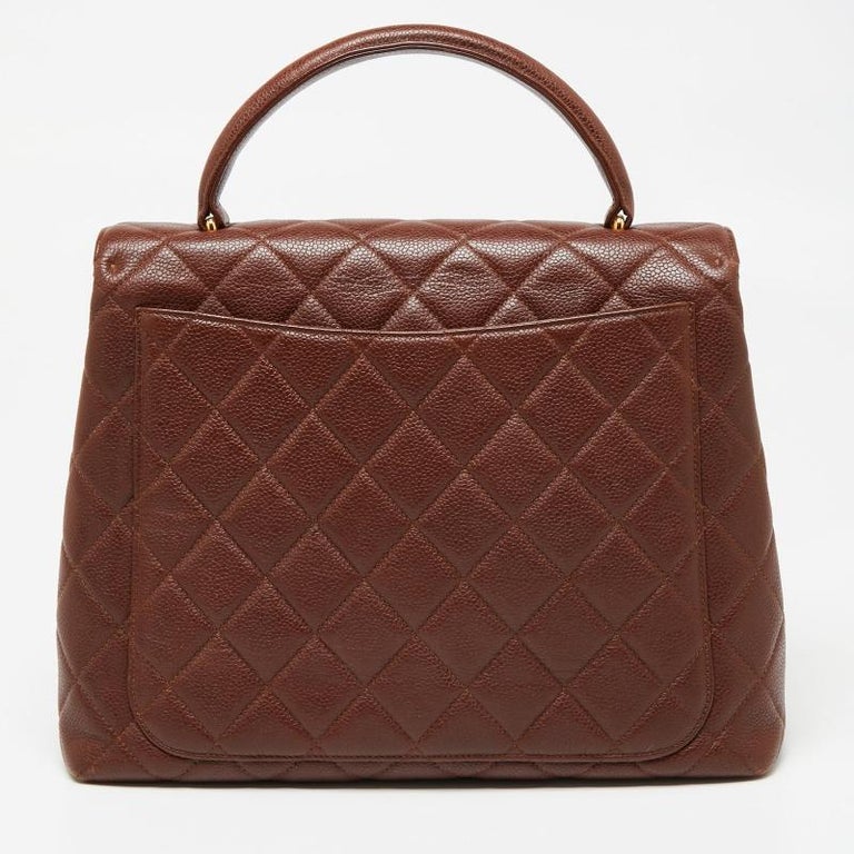 Chanel Dark Brown Quilted Leather Vintage Kelly Top Handle Bag at