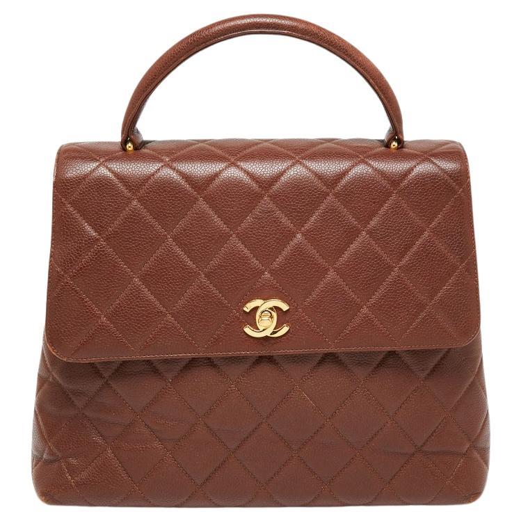Chanel Dark Brown Quilted Leather Vintage Kelly Top Handle Bag at 1stDibs