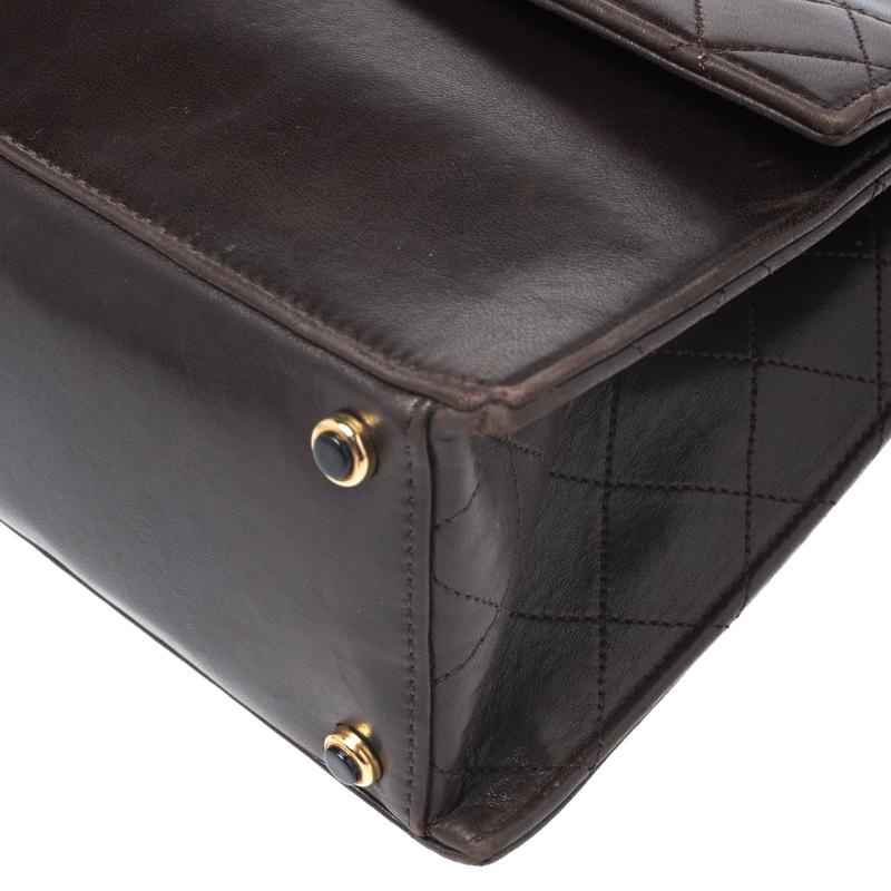 Chanel Dark Brown Quilted leather Vintage Shoulder Strap 5