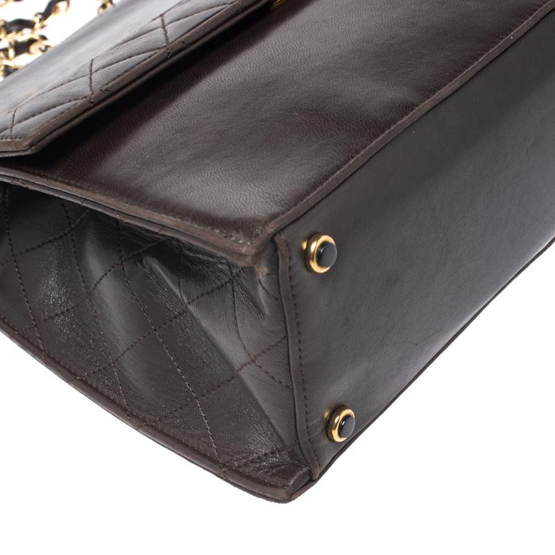 Chanel Dark Brown Quilted leather Vintage Shoulder Strap 6