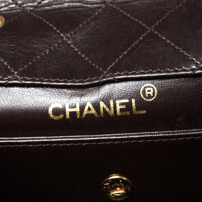 Chanel Dark Brown Quilted leather Vintage Shoulder Strap 2